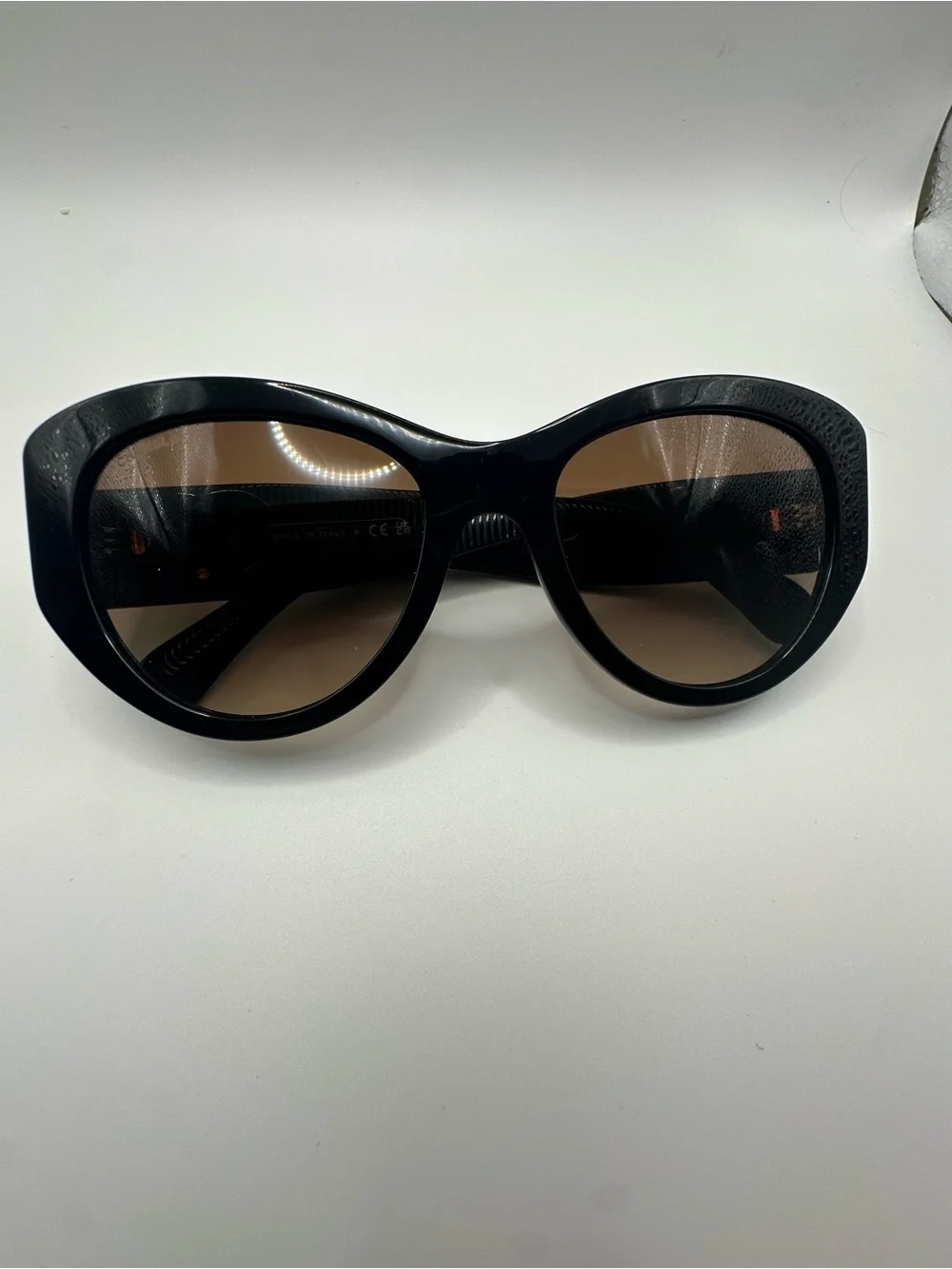 CHANEL Black Oversized Cat-Eye Sunglasses with Brown Lenses